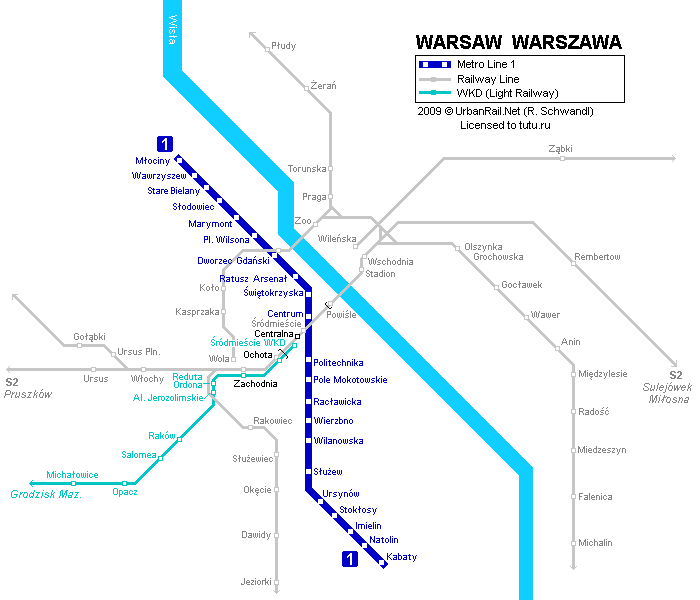 Карта варшавского метро