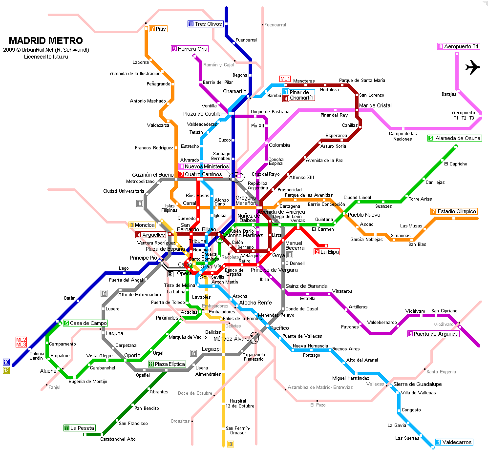 Карта мадридского метро