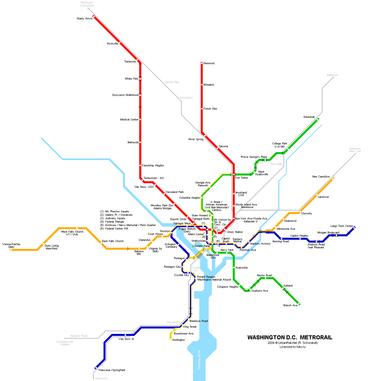 Вашингтонский метрополитен схема