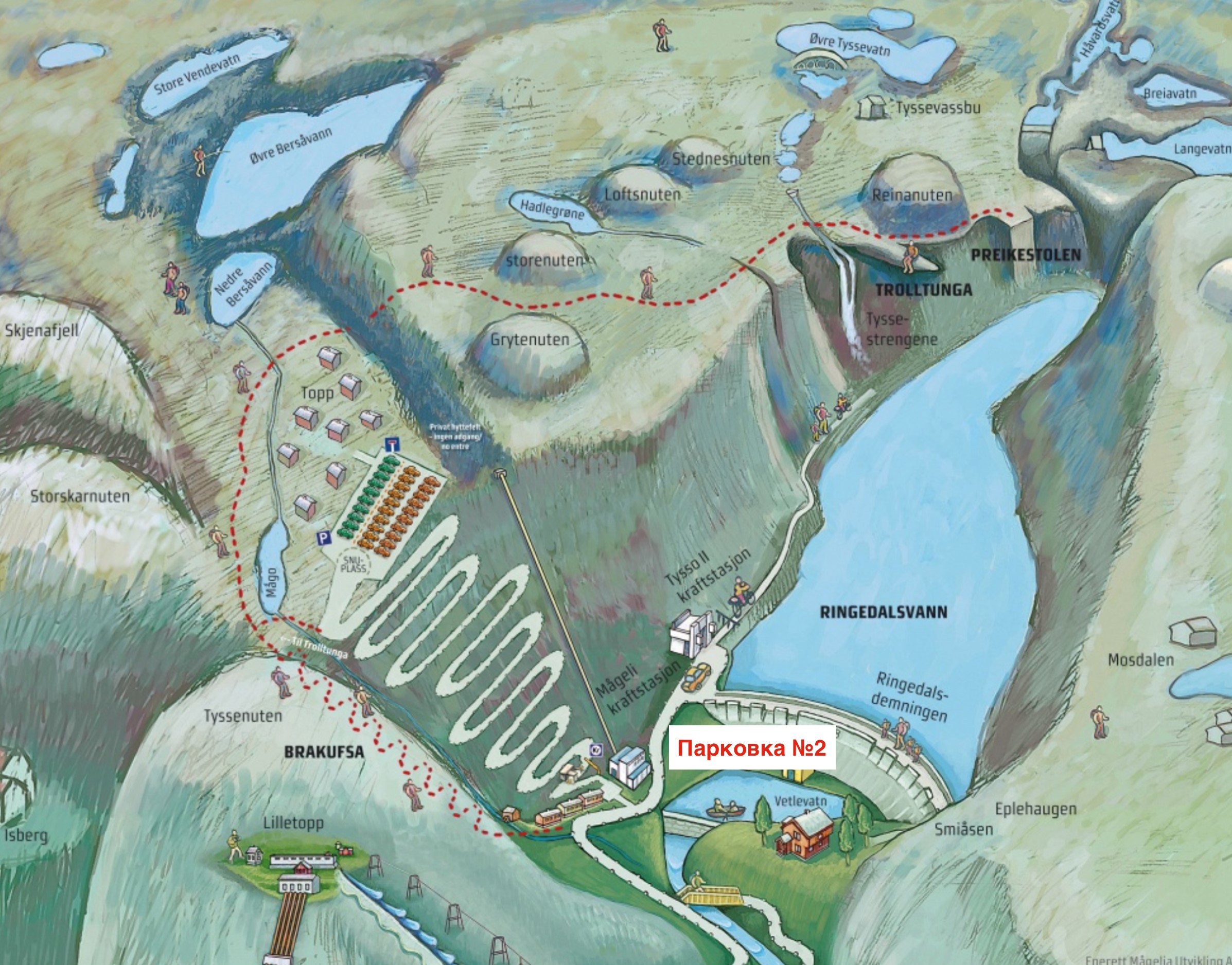  Карта восхождения к Языку Тролля 