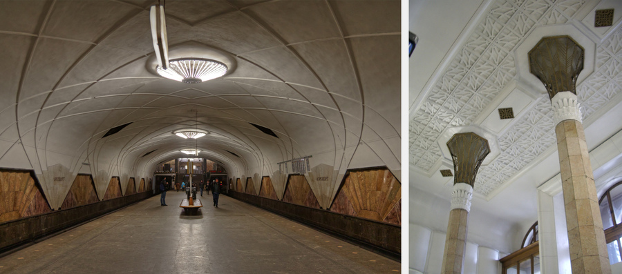  Интерьер станции метро «Аэропорт» в Москве. Фото: wikimedia/A.Savin, Andreykor 