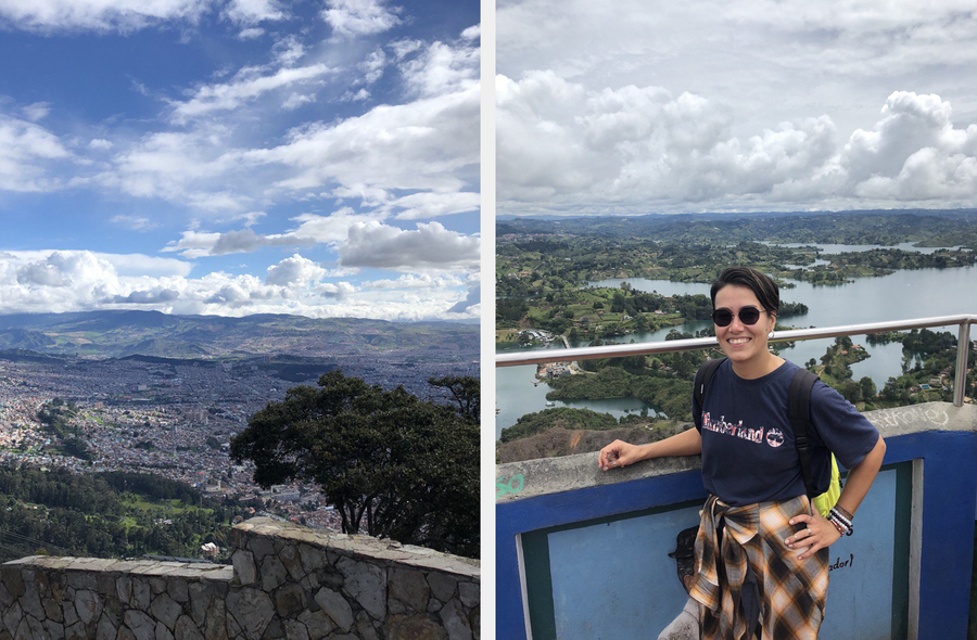 В Колумбии: на горе Монсеррат над столицей страны Боготой (слева) и в городе Гуатапе