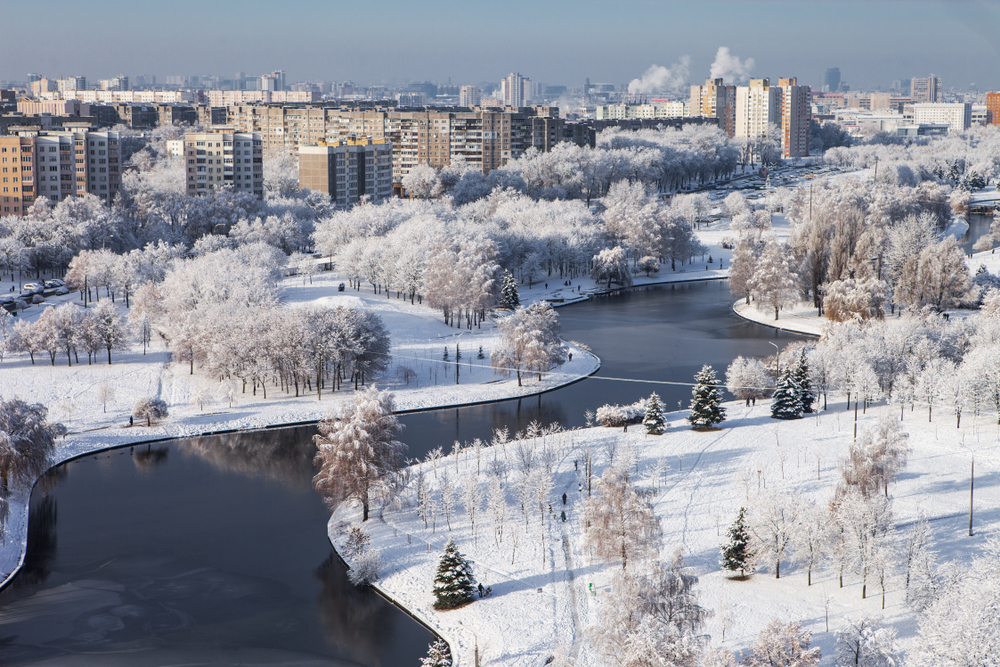 Вид на реку Свислочь в декабре