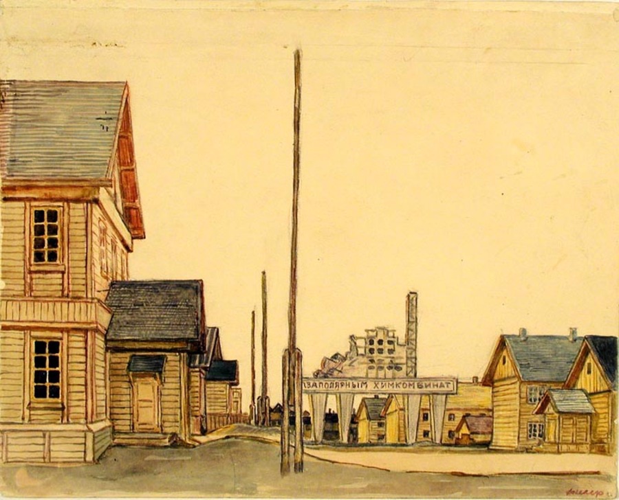 Заполярный химкомбинат, иллюстрация Генриха Фогелера, 1933–1934 год. Фото: wikimedia/Heinrich Vogeler