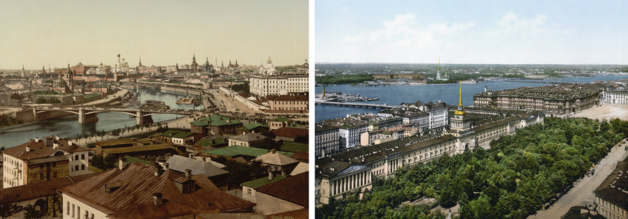 Москва и Санкт-Петербург, девятнадцатый век. Фото: wikimedia/неизвестный автор