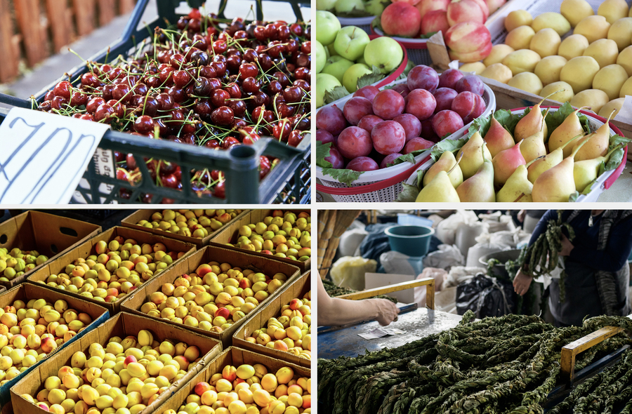 Свежие овощи и фрукты — то, в чём нет недостатка на ереванских рынках. Фото: istockphoto/Dzurag, Victoria Dim, StreetFlash, katyenka