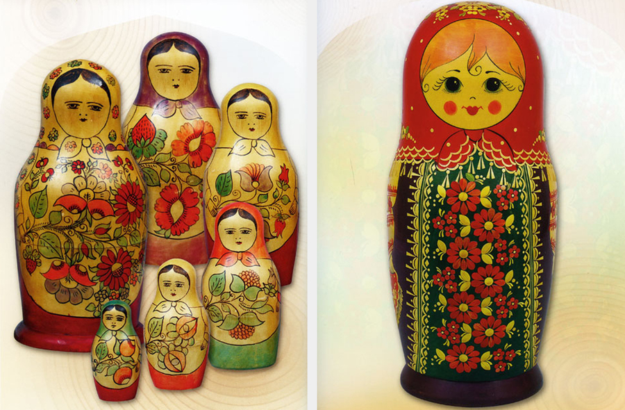 10-местная матрёшка и матрёшка-футляр, 1953 и 1994 год. Фото: официальная группа ВКонтакте Сергиево-Посадский музей-заповедник