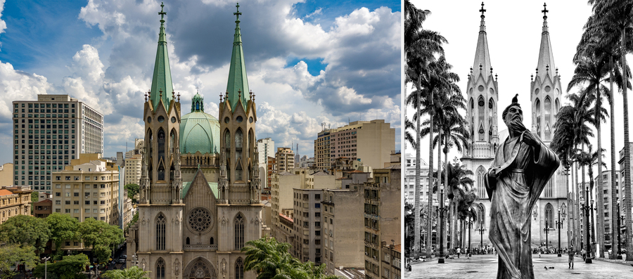  Кафедральный собор и скульптура апостола Павла в Сан-Паулу. Фото wikimedia (1,2)