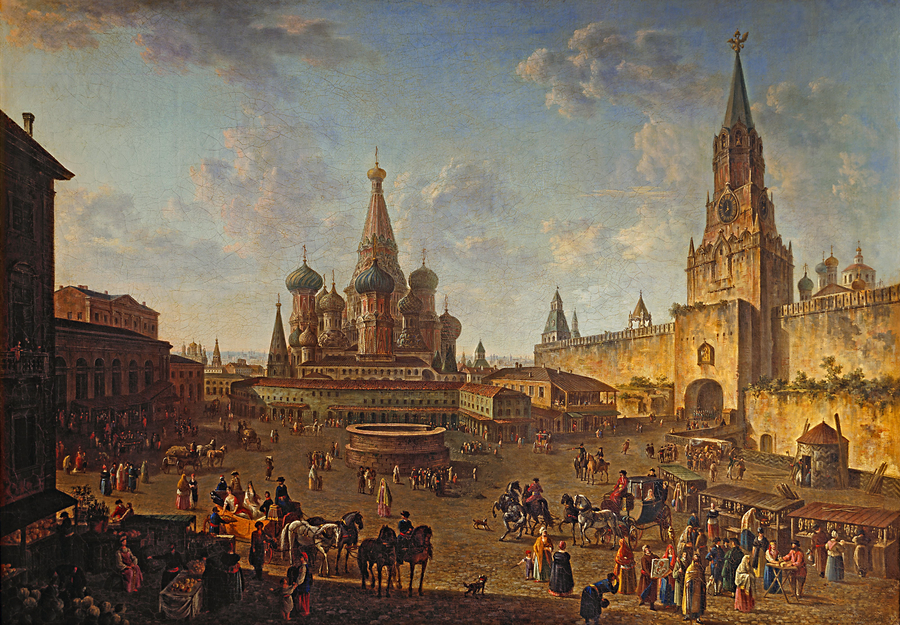 Ведута Фёдора Алексеева «Красная площадь в Москве», 1801 год. Холст, масло. Фото: wikimedia