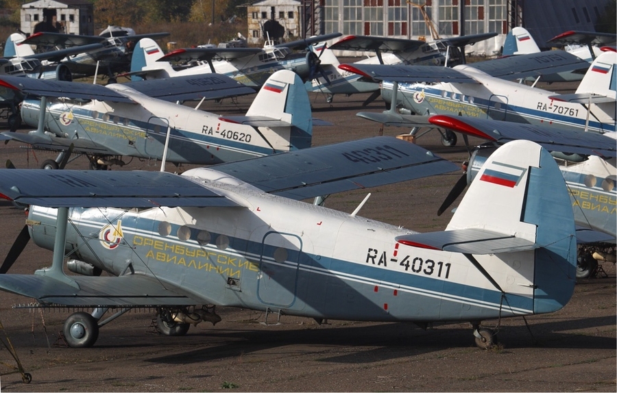Флот Ан-2 авиакомпании «Оренбургские авиалинии», 2002 год. Фото: wikimedia/Leonid Faerberg