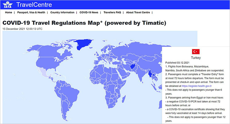 Ковидные ограничения на сайте IATA
