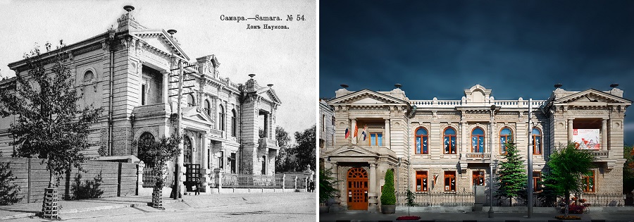 Дом Наумова в начале двадцатого века (слева). Сегодня в нём Самарский дворец детского и юношеского творчества. Фото: wikimedia/Yuhtin